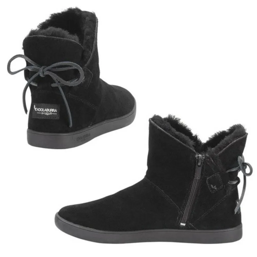 Koolaburra by UGG Women's Boot 100% Leather Autralian Sheep Fur Brown Size 6